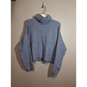 NWT Sun + Moon Boxy Turtleneck Sweater Knit Casual Oversized Winter Blue Sz XL